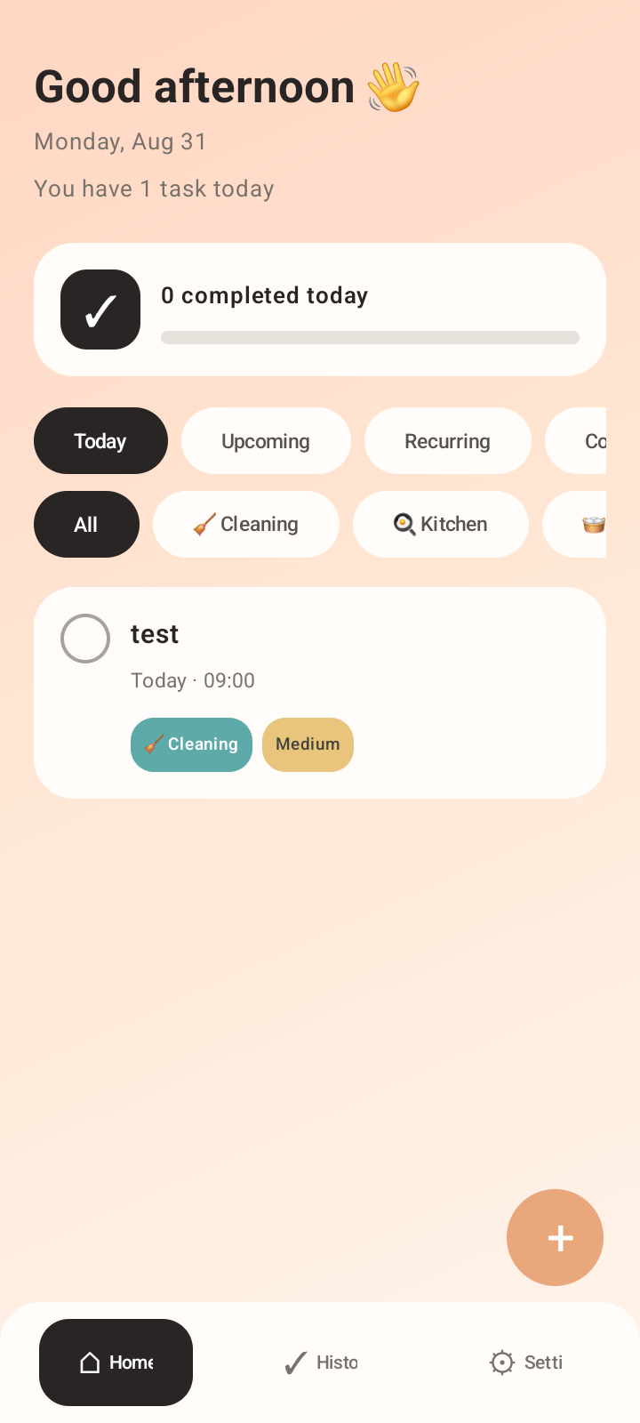 Home Whisper Reminder home screen